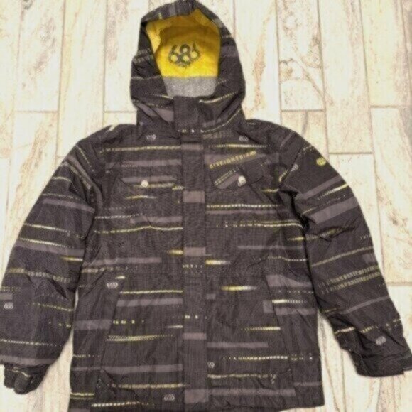 686 Boys Youth Large Insulated blk/gray/neon Snowboard 8,000MM Waterproof coat - Picture 1 of 6